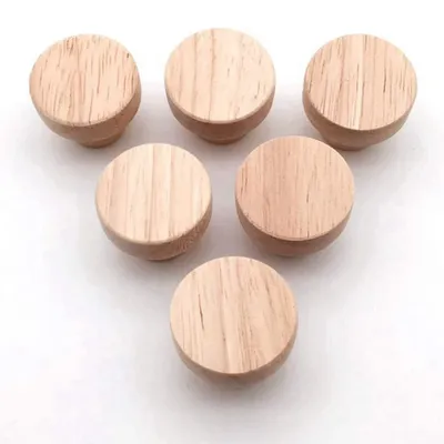4-48Pcs Wood Knobs Flat Top Round Cabinet Knobs Natural Solid Wooden Dresser Drawer Knobs Kitchen Cabinet Pulls Handles