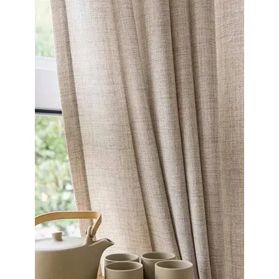 Korean Style Thickened Cotton and Linen Half Set Curtains for Bedroom Living Room and Curtains and Polyester