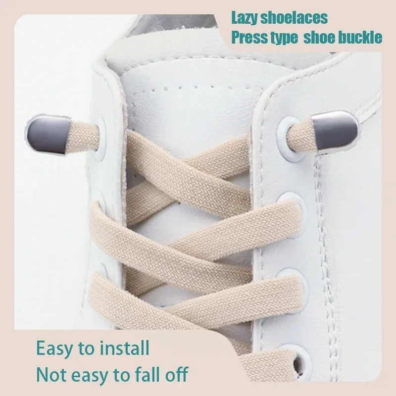 1 Paar 8 mm breite elastische Schnürsenkel für Turnschuhe, flache Tennisschnürsenkel, No-Tie-Schnürsenkel, Schuhzubehör für Kinder und Erwachsene Image