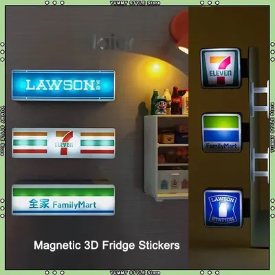 Magnetische 3D-Kühlschrankaufkleber, Convenience Store, Magnete, Lichtschilder, Modellornamente, Image