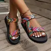 Sommer Flache Damenschuhe Outdoor Sandalen Lässige Damen Hausschuhe Hanfseil Set Fuß Strandsandalen Große Größe Klettverschluss Sandalen