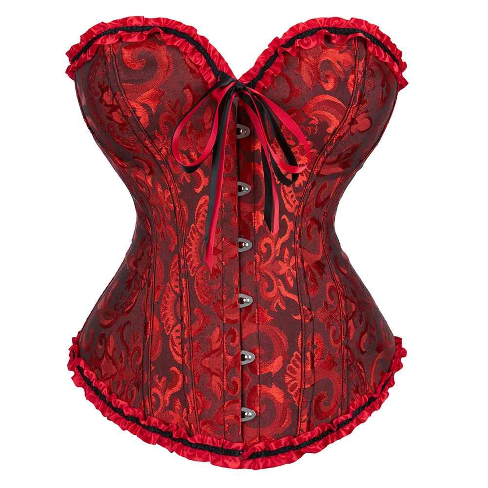 Sexy Blumenkorsett Dessous für Frauen Vintage Jacquard Body Shaper Vollbrustkorsett Viktorianisches Bustier Top Plus Größe S-6XL