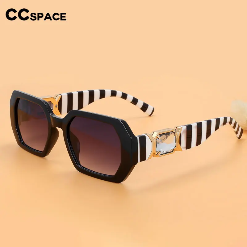 56207 Luxus Marke Sonnenbrille Frauen Übergroße Diamant Sonnenbrille für Weibliche Rechteck Vintage Streifen Sonnenbrille Uv400 Image