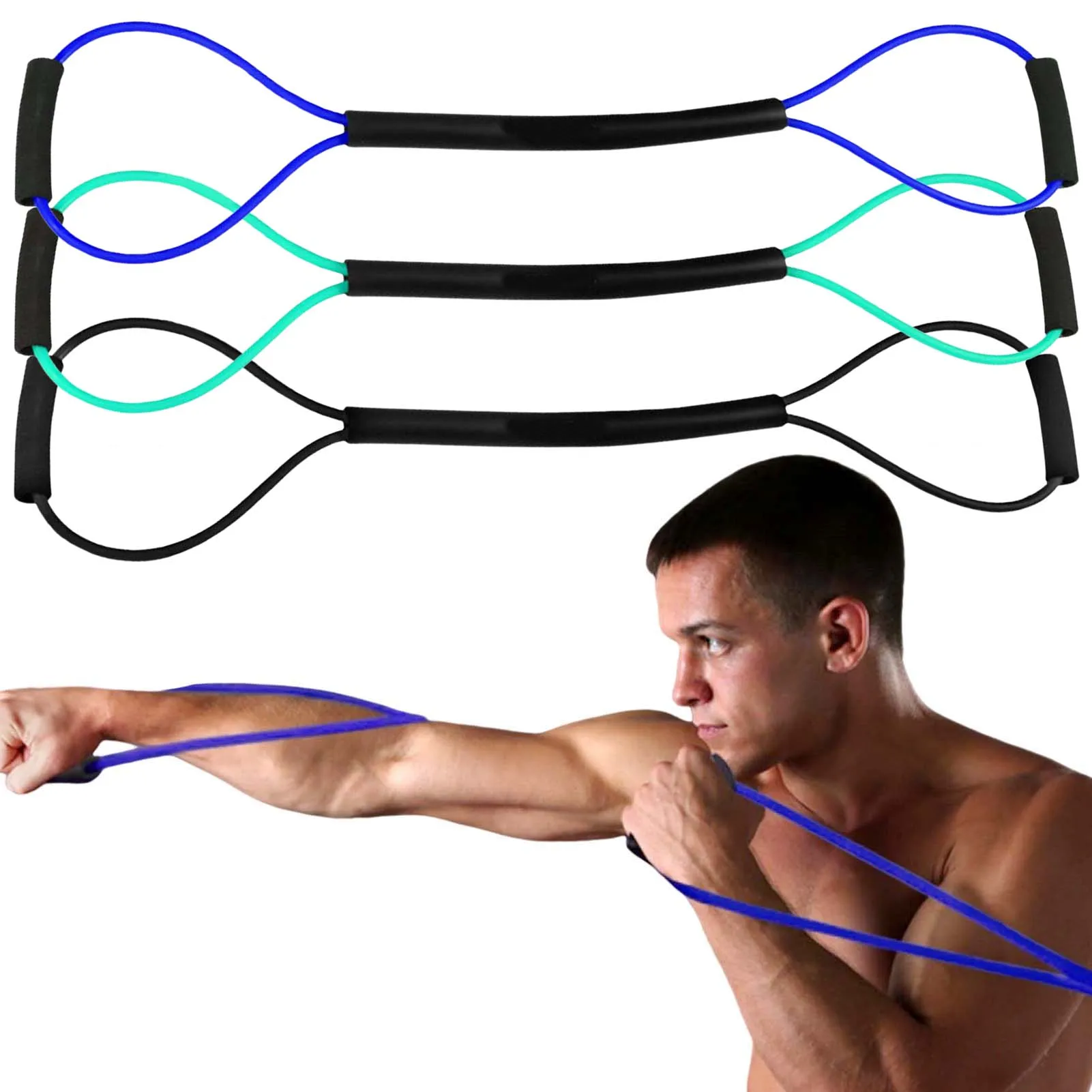 25/30/35 Pfund elastisches Widerstandsband, Workout-Widerstandsbänder mit Komfortgriffen, starkes Spannseil Image