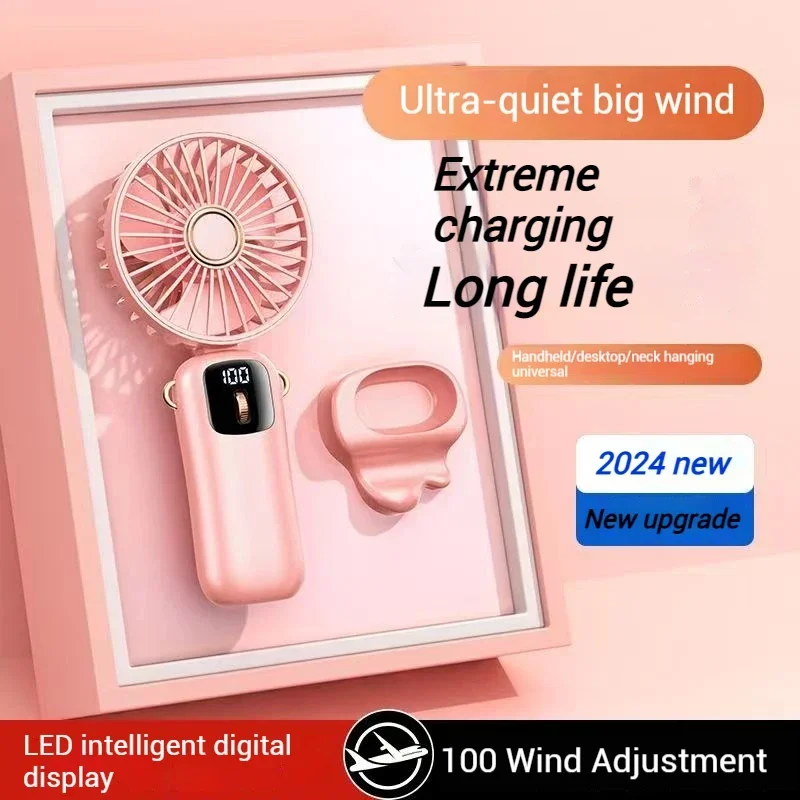 Tragbarer 3-in-1 persönlicher kleiner Handventilator/Hals/Schreibtisch, 90 ° Faltbarer Schreibtischventilator mit Sockel, 5-Gang-Wimpernventilator, Make-up-Ventilator für Frauen Image