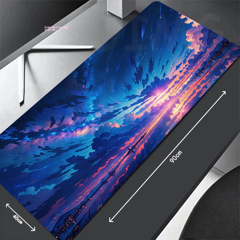 Landschaft Große Gaming-Mauspads, rutschfestes Mauspad, Computer-Mauspad, Mauspad, 90 x 40 cm, Schreibtischunterlage für PC-Tastaturmatten, Tischteppich Image
