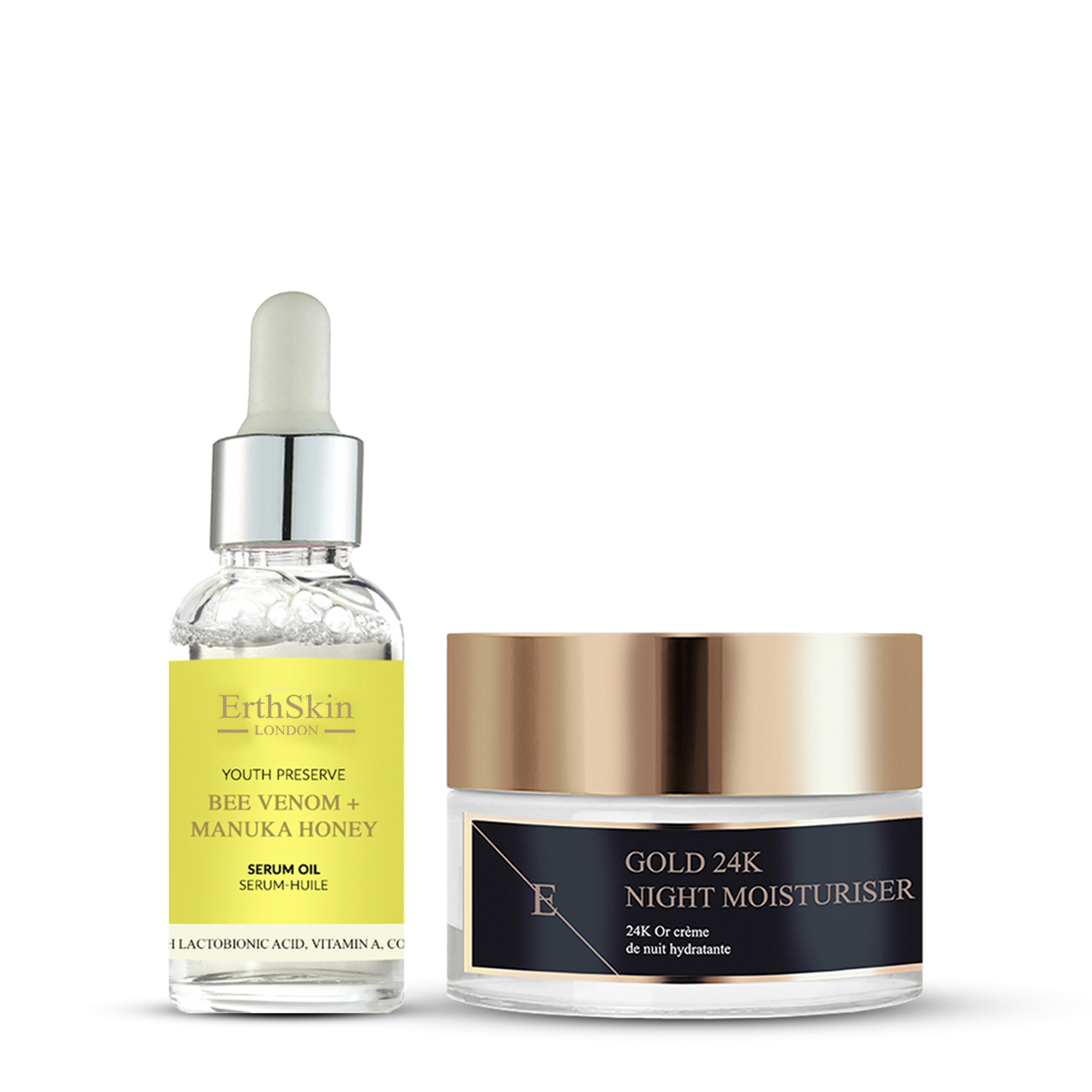Bienengift + Manuka-Honig Serum-Öl 30ml + ANTI-WRINKLE Nacht-MOISTURISER 24K GOLD - 50ml Image