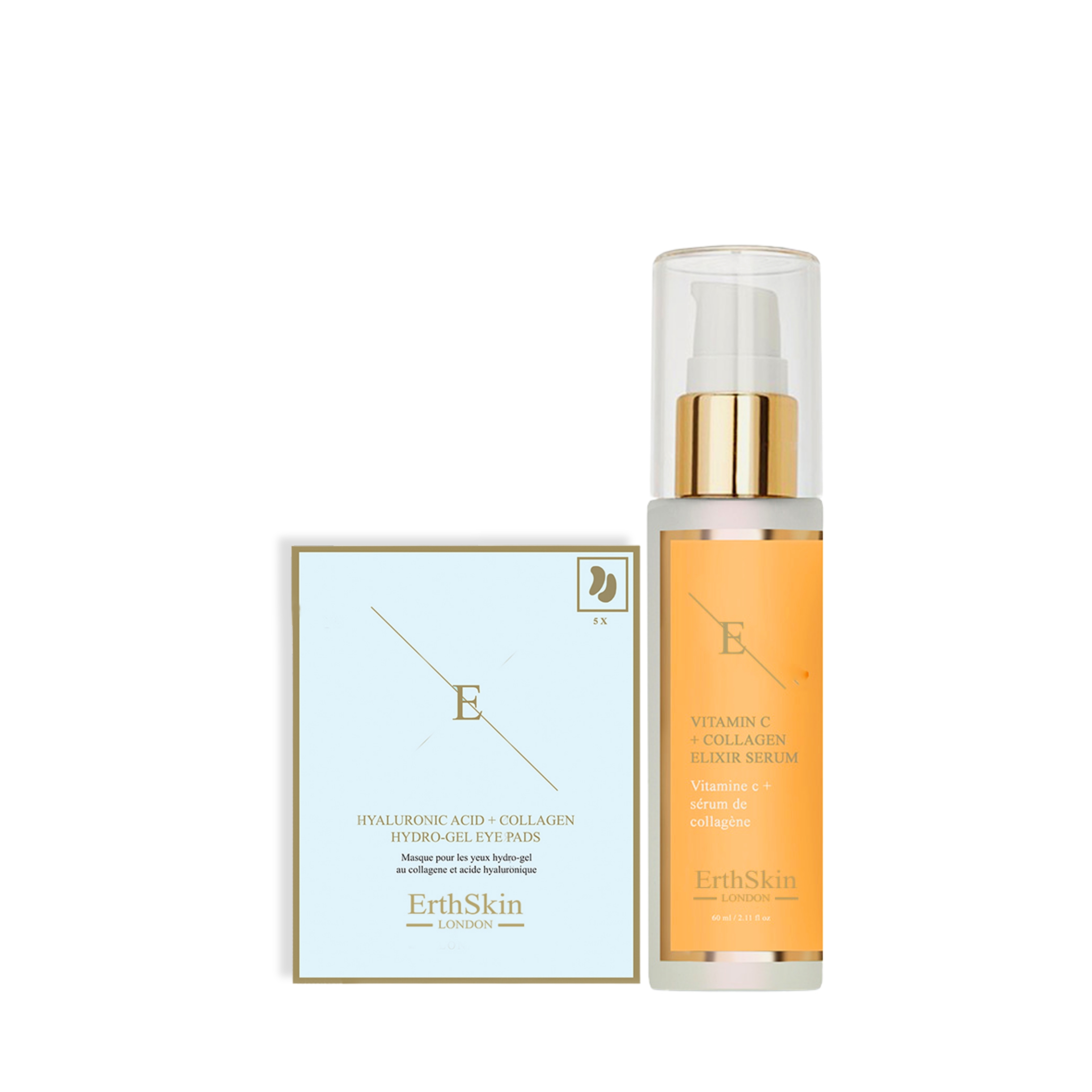 VITAMIN C + COLLAGEN ELIXIR SERUM 60ML + Hyaluronsäure + Kollagen Hydrogel Augenpads 5 X 2 Image