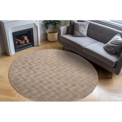 Teppich OBSESSION "Diamond Cut 800", grau (taupe), H:30mm Ø:200cm, Polyester, Teppiche, Uni Farben, Hoch-Tief Effekt, weich & kuschelig Image