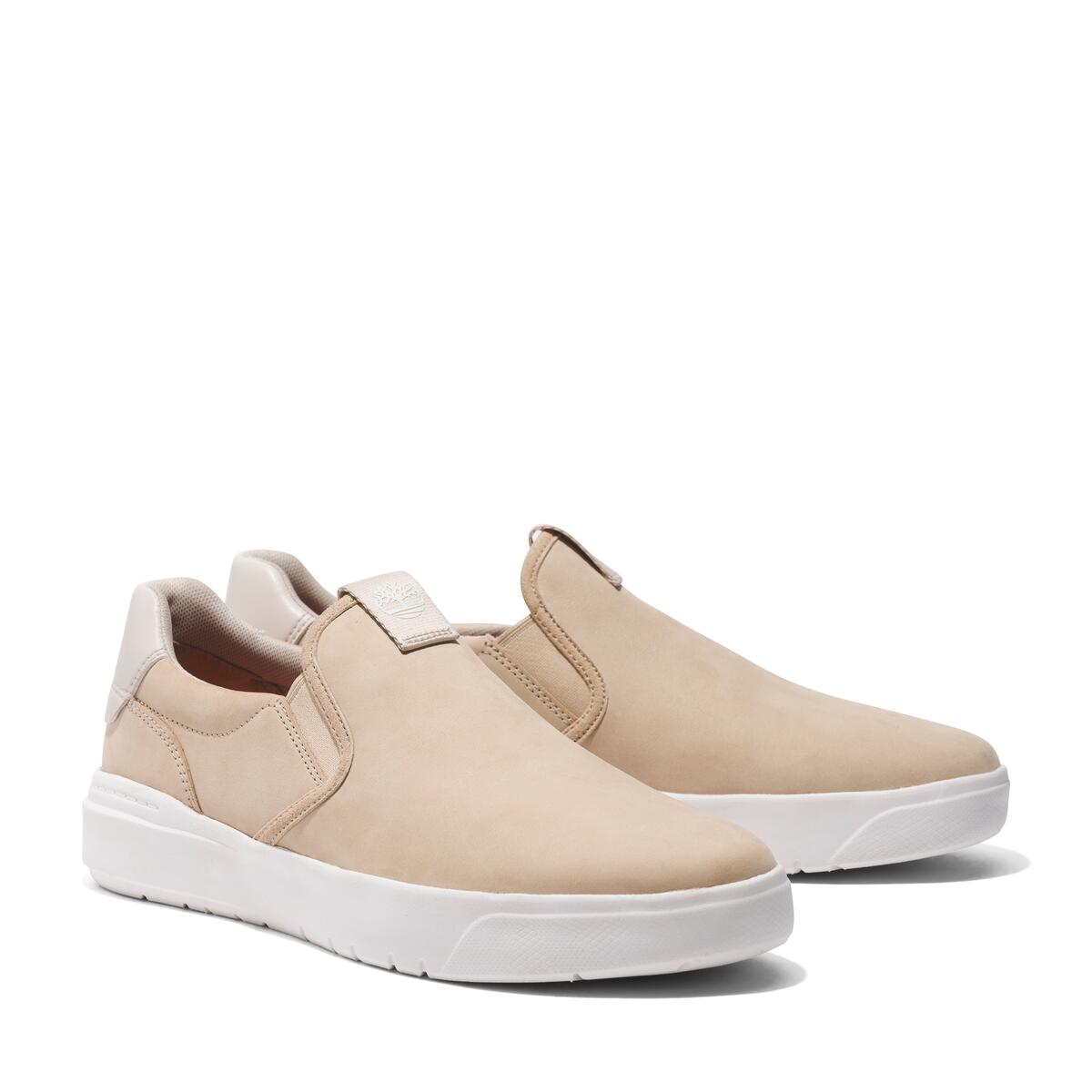 Sneaker TIMBERLAND "Seneca Bay LOW SLIP ON SNEAKER", Damen, Gr. 44,5, beige (lt bei nubuc), Leder, Schuhe Sneaker
