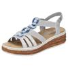 Plateausandale RIEKER, Damen, Gr. 36, grau (silbergrau), Lederimitat, metallic, klassisch, Schuhe, Sandalette, Sommerschuh, Schlupfschuh mit seitlichen Gummizügen