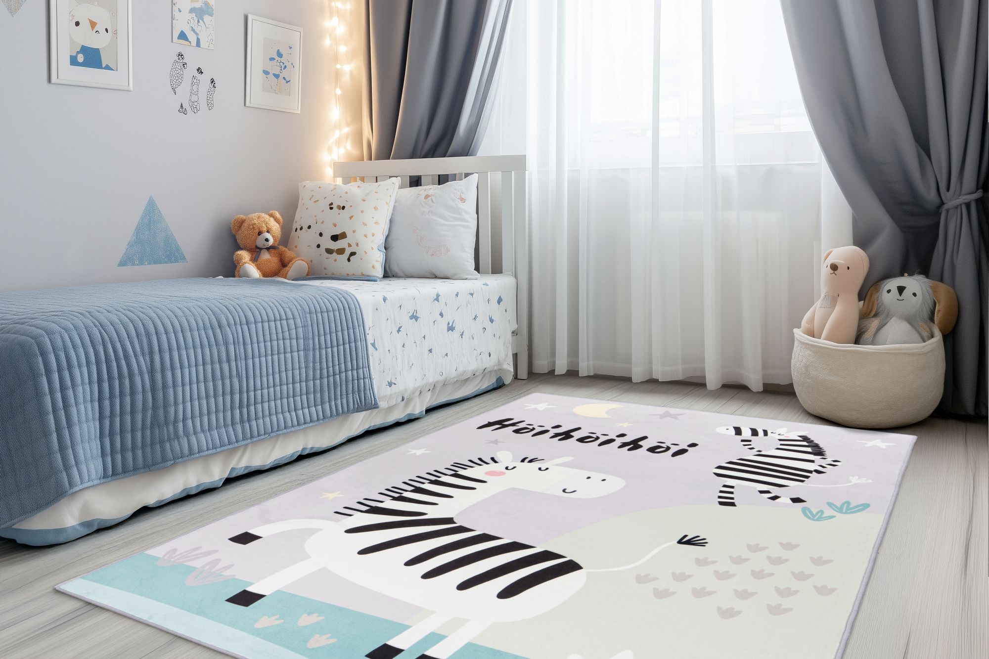 Kinderteppich OBSESSION "Magic Kids ML 103", grau, B:160cm H:8mm L:230cm, Polyester, Teppiche, niedliches Zebra Motiv, waschbar, Kinderzimmer Image