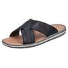 Pantolette RIEKER, Herren, Gr. 41, schwarz, Leder, unifarben, casual, Schuhe, Sommerschuh, Strandschuh, Schlappen, Hausschuh mit Label