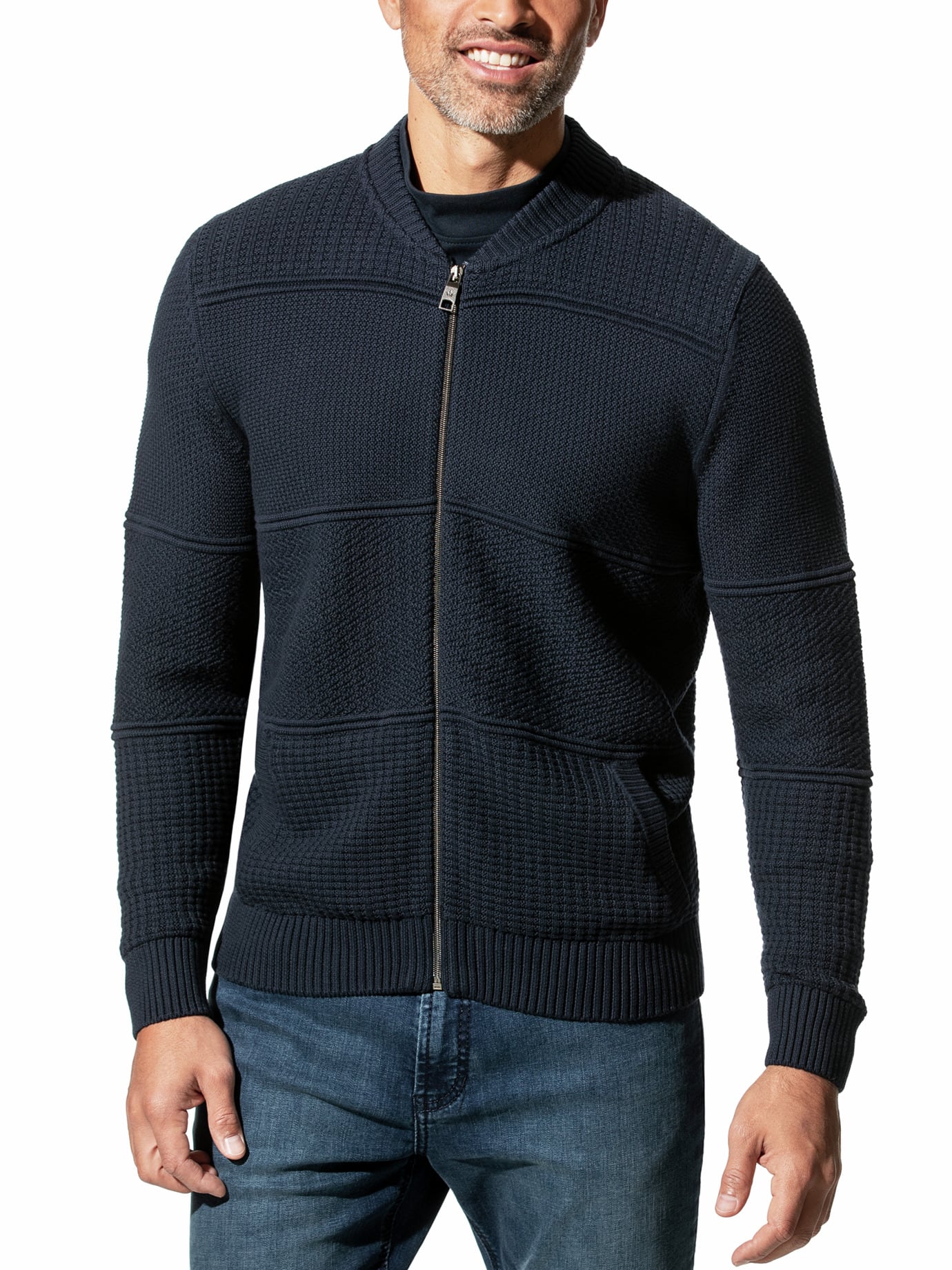 Walbusch Herren Zip-Jacke Strukturmix Braun