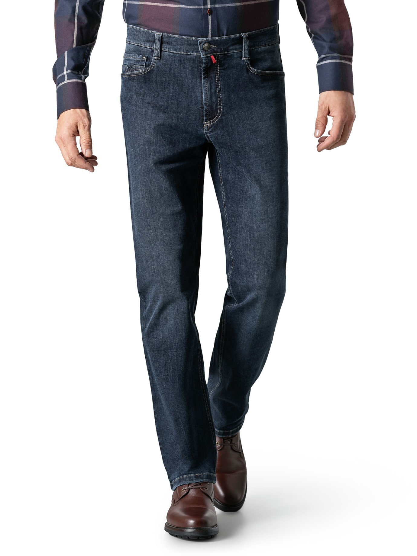 Walbusch Herren Bügelfrei Flex Jeanshose Comfort Fit Blau