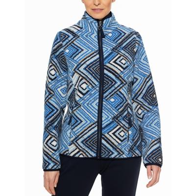 Walbusch Damen Freizeit-Jacke Teddy-Fleece Blau gemustert Image