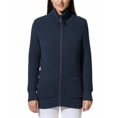Walbusch Damen Zip-Longstrickjacke Blau noch offen: Muster Image