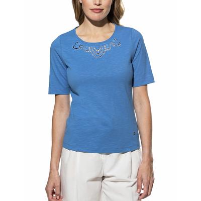 Walbusch Damen Baumwollshirt Lochstickerei Hellblau
