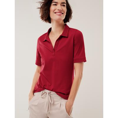 Walbusch Damen Polo-Shirt Lochstickerei Rot Image