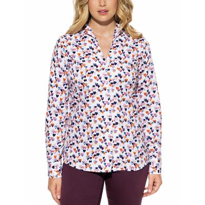 Walbusch Damen Bügelfrei-Bluse Kelchkragen Weiss bedruckt Image