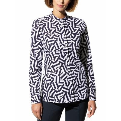 Walbusch Damen Bügelfrei-Bluse Stehkragen Blau bedruckt Image