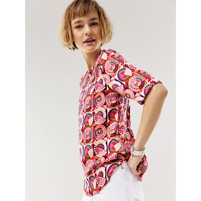 Walbusch Damen T-Shirt-Bluse Extra Leicht Rot bedruckt Image