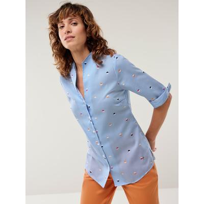 Walbusch Damen Bügelfrei-Bluse Kelchkragen Blau gepunktet Image