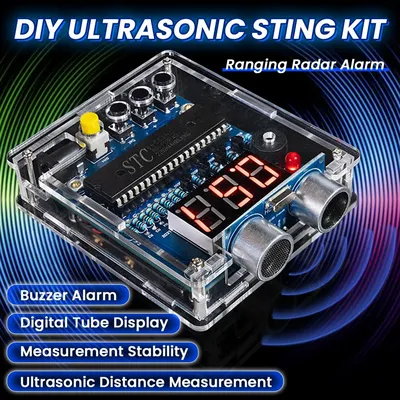 DIY Ultrasonic Ranging Electronic Kit STC with LED Measuring Distance 0-4M Radar Alarm DIY Soldering
