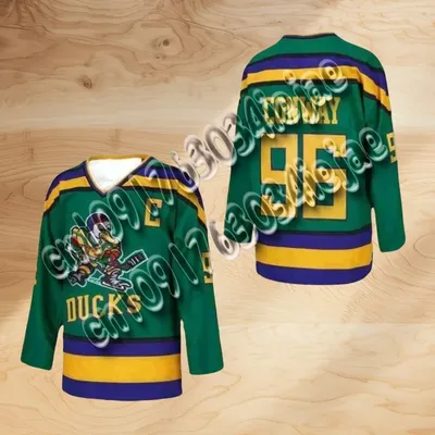 Ice Hockey jersey DUCKS 96 CONWAY jerseys Sewing embroidery Outdoor sportswear movie Green Big size
