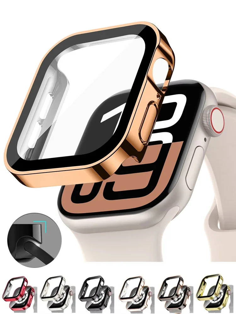 Cover per Apple Watch 10 Custodia 46mm 42mm 45mm 41-44-40mm Protezione schermo in vetro temperato Serie 7 8 9 SE 5 Accessori Apple Watch