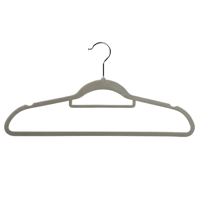KESPER Kleiderbügel 25er Set, grau, beflockt, rutschhemmend, platzsparend, mit Hosensteg und Schulterkerben, Breite: 45 cm (16644) Image