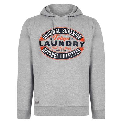 Hoodies / Sweatshirts Haig Graphic Motif Brushback Fleece Pullover Hoodie in Light Grey Marl / L - Tokyo Laundry