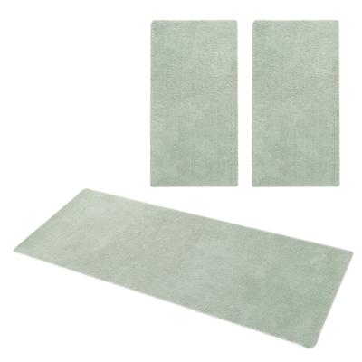 Hochflor-Bettumrandung MY HOME "Microfaser Teppich Magong, besonders weich, sehr feiner Flor" Gr. 14, grün (pastellgrün), H:25mm, Obermaterial: 100% Polyester, Bettumrandung, uni, einfarbiger Bettvorleger, Läufer-Set, Schlafzimmer, Kinderzimmer Image