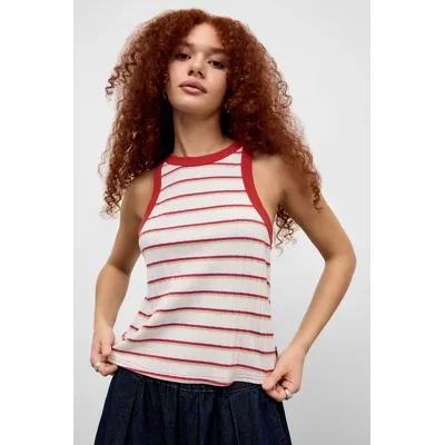 Charlie Ribbed Tank Top - Cream XS at Urban Outfitters