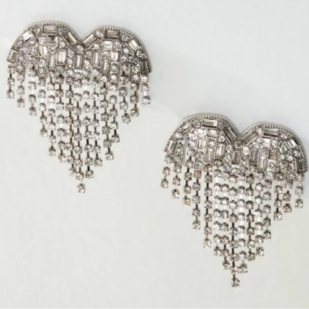 Free People Jewelry | Free People Nwt Hearts On Fire Silver Dangle Drop Heart Earrings | Color: Silver | Size: Os