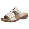 Pantolette RIEKER, Damen, Gr. 39, beige (creme), Lederimitat, metallic, casual, Schuhe, Sommerschuh, Strandschuh, Klettschuh mit Perforation, Topseller