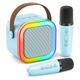 Macchina Karaoke Mini Portatile Bluetooth Altoparlante per Canto Microfoni Wireless Doppi e Luci Smartphone