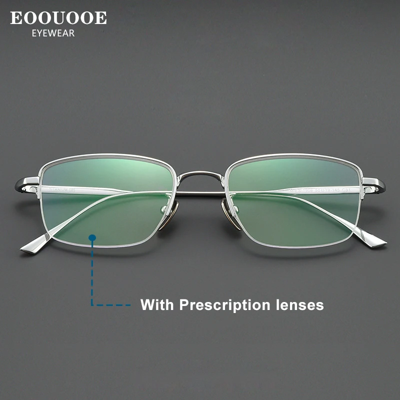 Herrenbrille mit verschreibungspflichtigen Rezeptlinsen, Rahmen aus reinem Titan, progressive Myopie-Brille, Lesefilter, blaues Licht Image