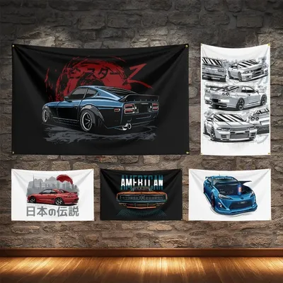 JDM Japanische Legende Autoflagge Polyester Digitaldruck Rennwagen Banner zur Dekoration Image