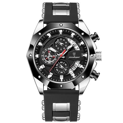 POEDAGAR Herren Armbanduhr Wasserdicht Leuchtende Chronograph Datum Herren Armbanduhr Silikonarmband Luxus Sport Herren Quarzuhren