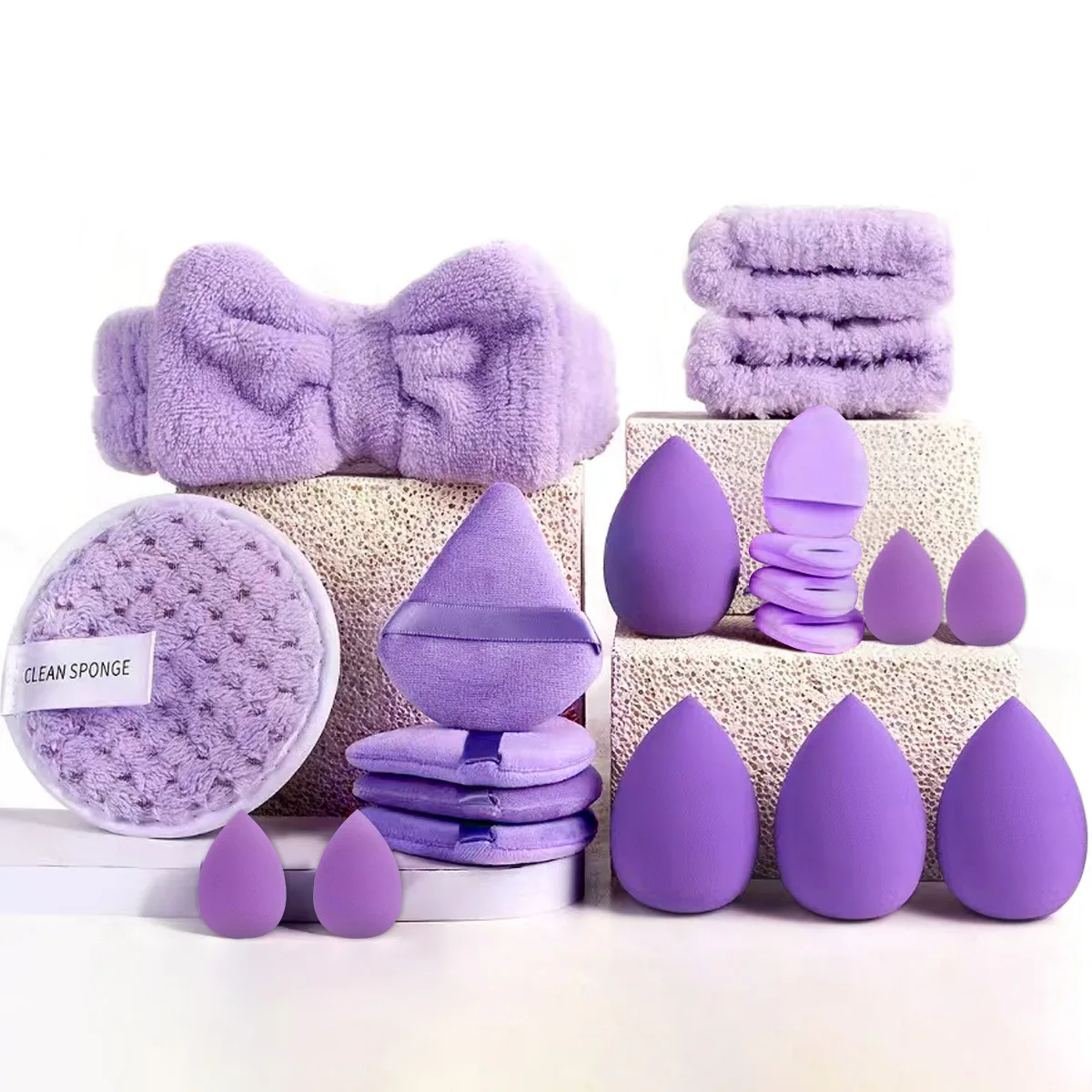 12/20-teiliges Make-up-Schwamm-Stirnband-Set, Kosmetik-Puff, Beauty-Ei, Foundation-Schwämme, Armbänder, Make-up-Zubehör für Damen