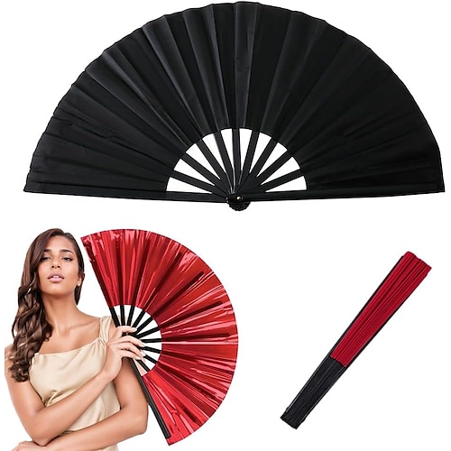 Boots on the Ground Fächer, großer holografischer faltbarer Handfächer, Line Dance Popping, Klatschfächer für Line Dance, faltbares Basteln, hält Laserfarben-Handfächer Image