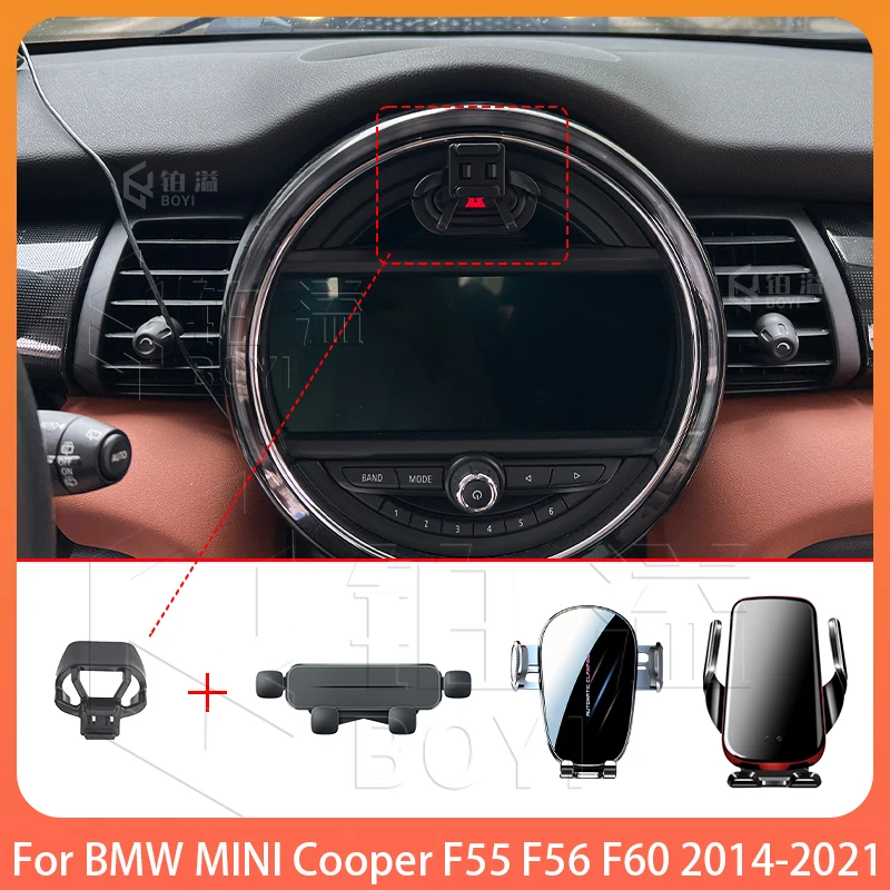 Telefon Halter Auto Für BMW MINI Cooper F55 F56 F60 2014-2021 Mobile Unterstützung Spezielle Feste Halterung Basis drahtlose Ladestation Image