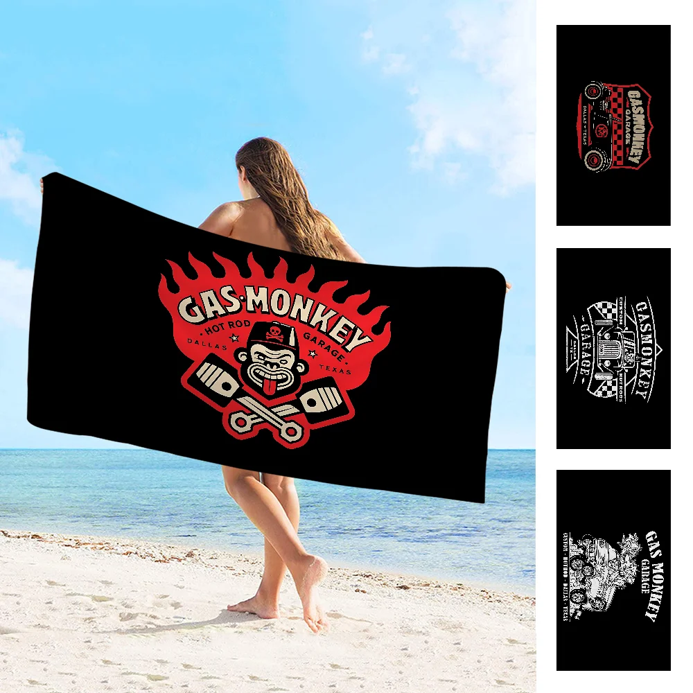 Gas Monkey Garage Logo Badetuch Mikrofaser weich wasserabsorbierend atmungsaktiv für Mädchen Kinder dekorative Cartoon Strandtuch Image
