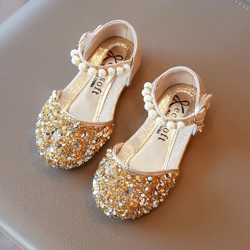 Kinder Flache Schuhe Weiche Sohle Mädchen Prinzessin Schuhe Mitte Bis Große Kind Chor Bühne Leistung Schuhe Mädchen Silber Formale Kleid