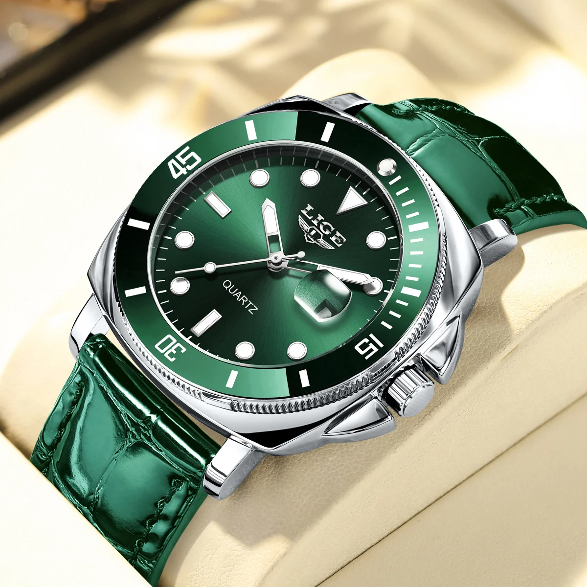 LIGE Mode Herren Uhr Luxus Business Leder Sport Quarz Uhren Wasserdicht Leucht Kalender Mann Uhr Relogio Masculino Image