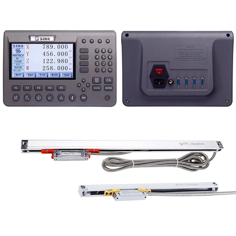 SINO SDS200 2 3 4-Achsen-LCD-DRO-Set Meta und KA300 kleiner KA500 Glas-Linearskala-Encoder für Drehmaschine, Fräsen, hohe Konfiguration Image