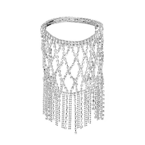 Damen-Strass-Handkettenarmband – luxuriöser Kristall-Fransenhandschuh für Partys, Hochzeiten und Abendveranstaltungen Image