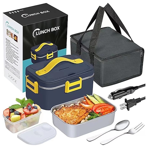 75 W elektrisch beheizte Lunchbox, 1,8 l, Speisenwärmer/-wärmer, tragbare beheizte Lunchboxen, auslaufsicher, abnehmbarer Behälter aus Edelstahl 304 Image