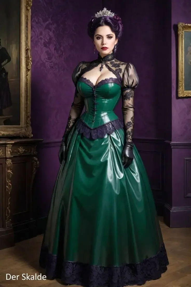 Gothic Green Black Halloween Wedding Dresses Shiny Customsized Bustle Corset Lace-up Victorian Costume Bridal Gown Cosplay
